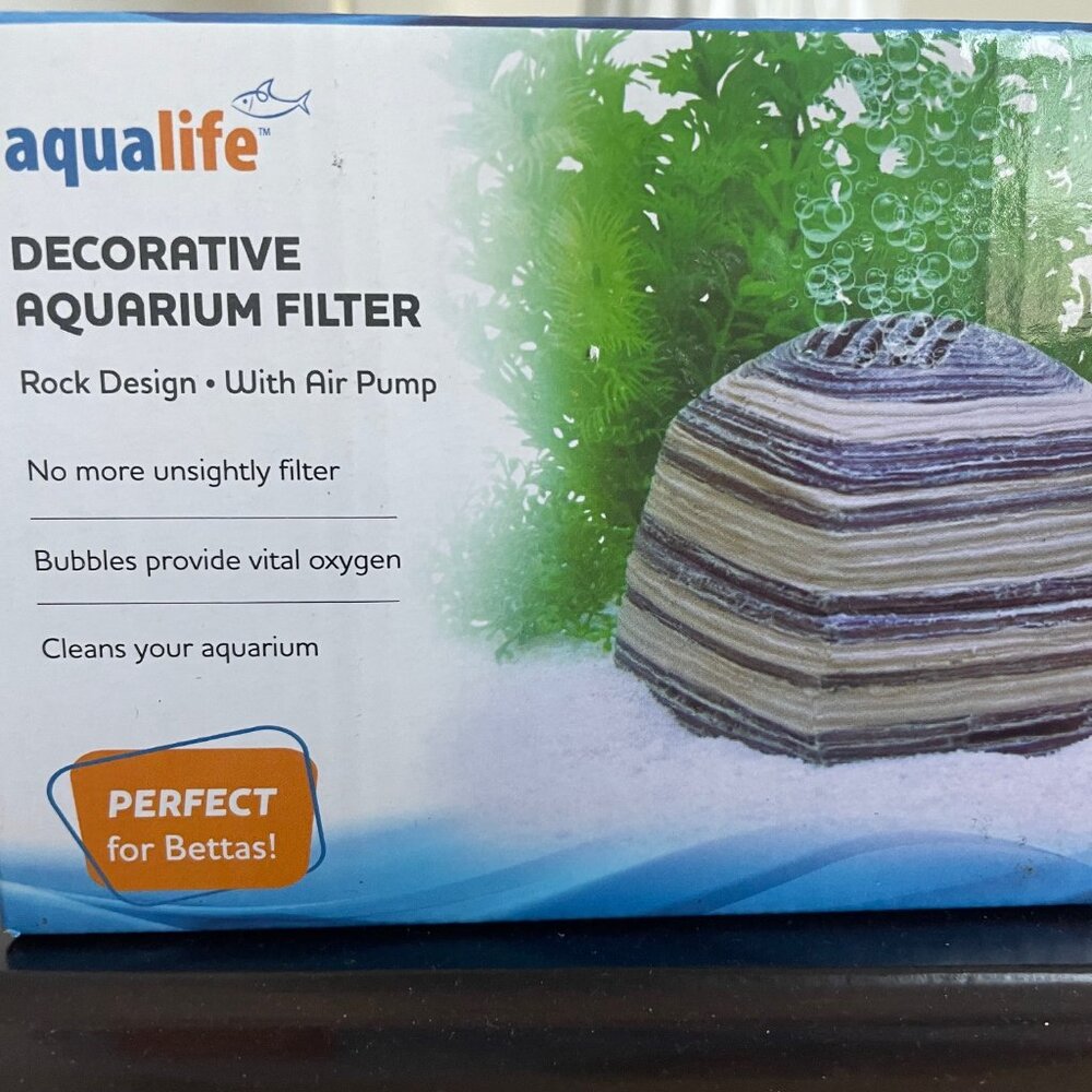 Penn-Plax Decorative Striped Rock Bubble Aquarium Filter Filtration Set - 10 Gal